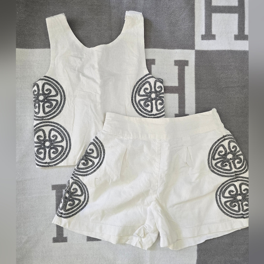 Embroidered Top & Shorts Set, Cotton, Size 7-8